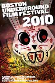 Poster for the Boston Underground Film Festival featuring a Mexican bunny sugar skull