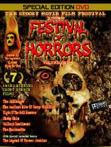 Festival of Horrors Volume One DVD cover to Festival of Horrors: Volume One featuring a skull