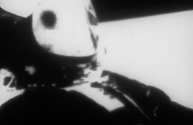 Negative image of an astronaut in a space suit