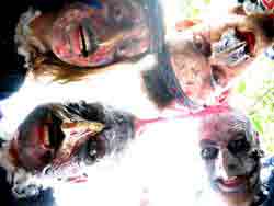 Poultrygeist: Night of the Chicken Dead Human-chicken hybrids stare into the camera