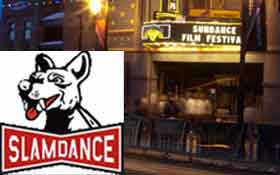 Montage of Slamdance logo and Sundance marquee