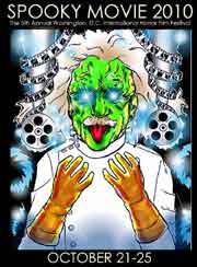 Spooky Movie Film Festival Film festival poster featuring Albert Einstein as a mad scientist