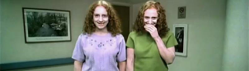 Psychotic twin sisters giggling
