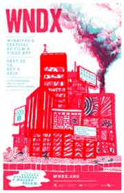 WNDX Festival of Film and Video Art Film festival poster featuring a factory blowing smoke