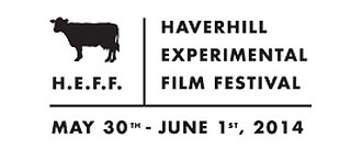 Cow and text logo for the Haverhill Experimental Film Festival