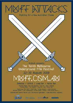 Poster for the Melbourne Underground Film Festival featuring crossed swords
