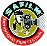 Film festival logo featuring a hipster filming with a movie camera