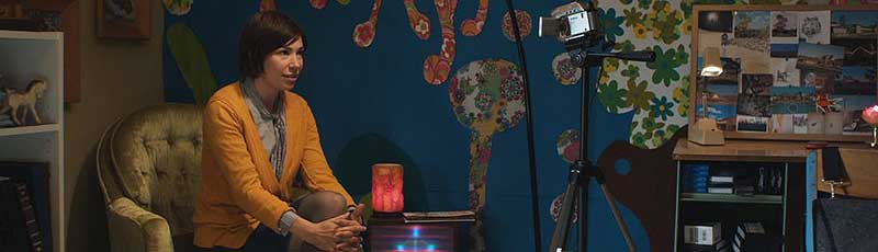 Carrie Brownstein recording a video blog