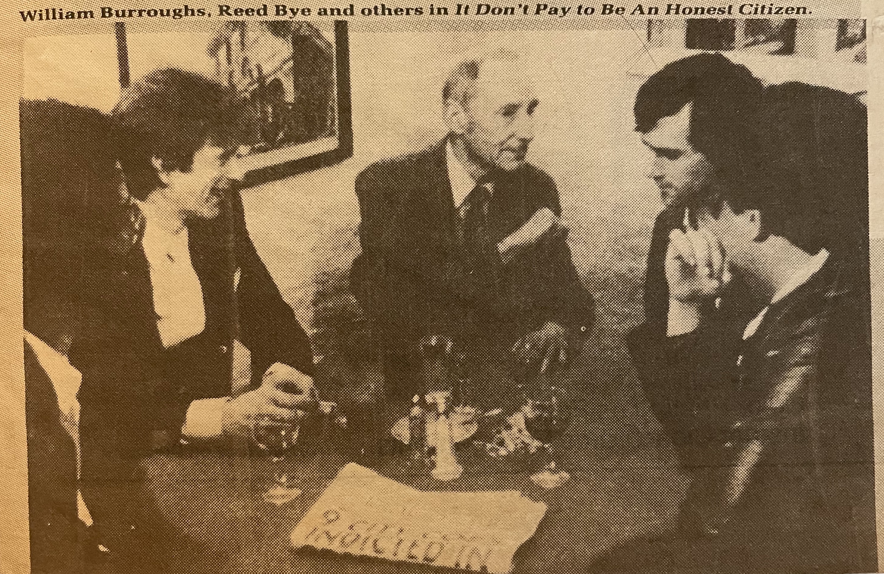 Promotional photo for Jacob Burckhardt’s film It Don’t Pay To Be An Honest Citizen, featuring William S. Burroughs