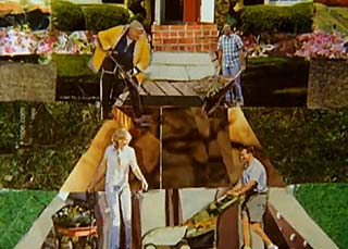 Collage art of people working in their yard