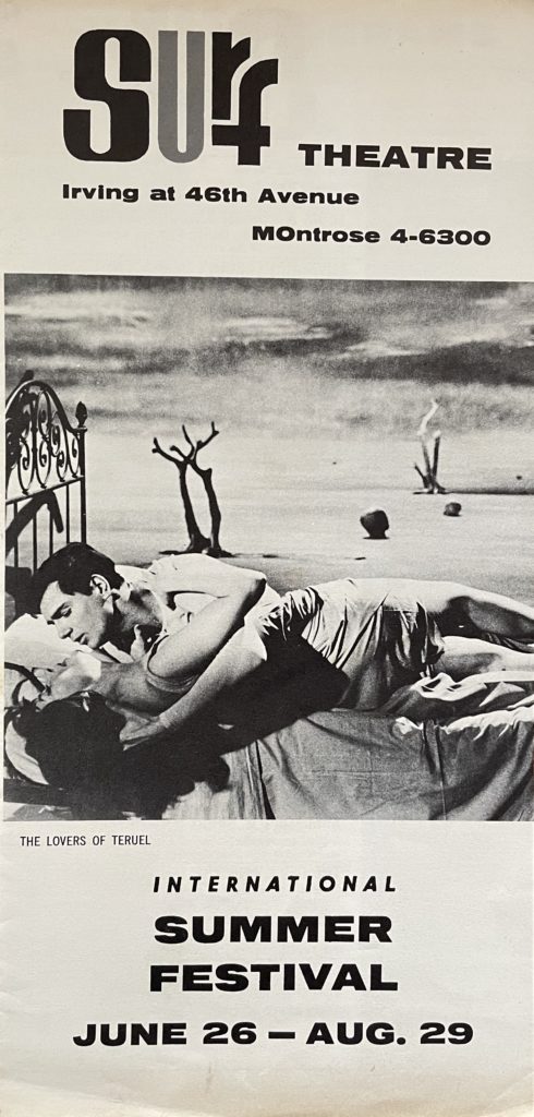 Cover to the 1964 Summer program for the Surf Theatre in San Francisco