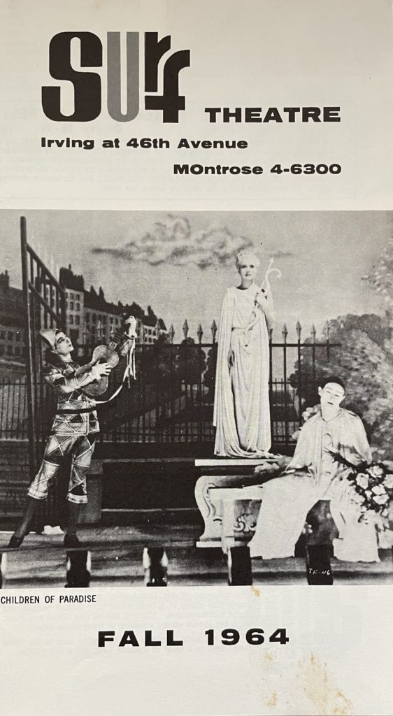 Cover to the 1964 Fall screening program for the Surf Theatre in San Francisco
