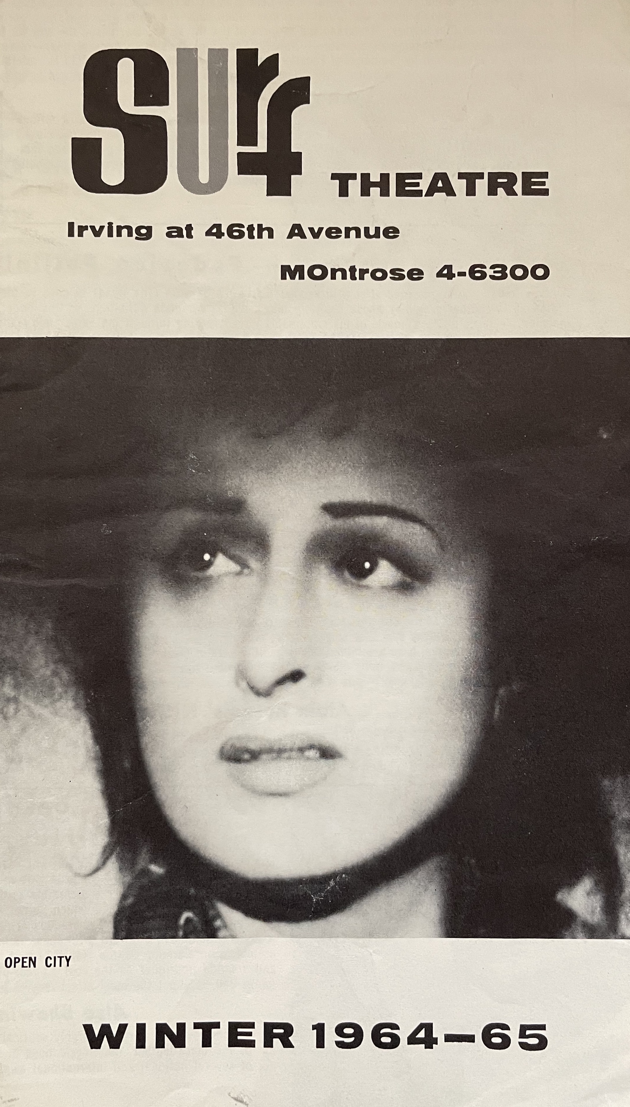 Cover to the 1964-65 Winter screening program for the Surf Theatre in San Francisco