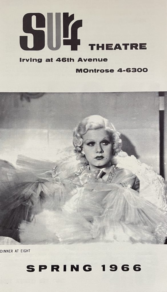Cover to the 1966 Spring screening program for the Surf Theatre in San Francisco