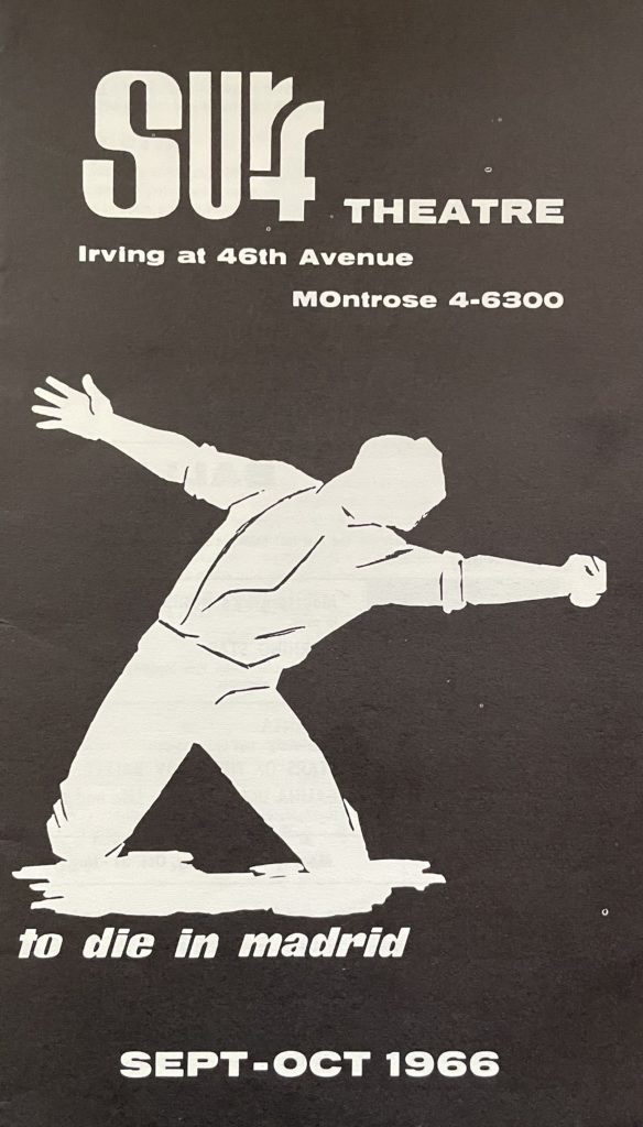 Cover to the 1966 Sept-Oct screening program for the Surf Theatre in San Francisco